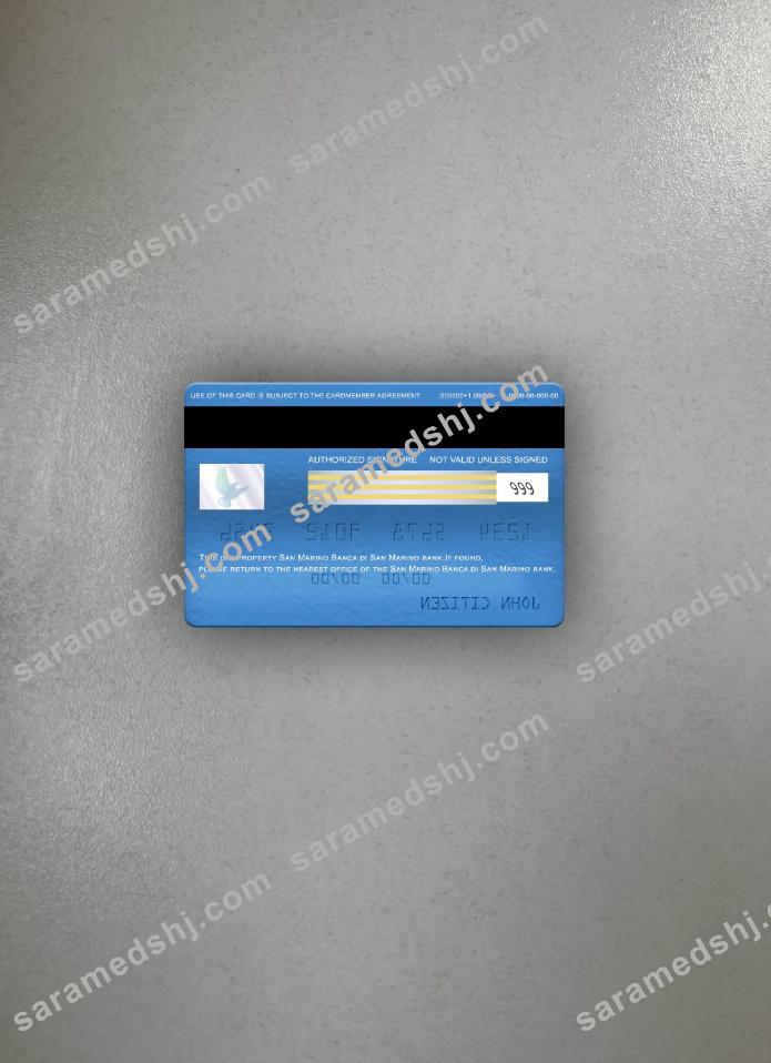 San Marino Banca di San Marino bank visa electron card photolook back